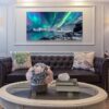 Farmhouse Canvas Wall Art For Living Room Wall Decorations For Bedroom Office Wall Decor Blue Aurora Scenery Painting On Stretched And Framed Wall Pictures Ready To Hang For Room Home Decor - Image 3