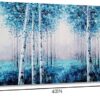 Arts Blue Forest Canvas Wall Art - Birch Tree Painting with Textured - Modern Abstract Landscape Pictures for Living Room Bedroom Office Decor - Image 2