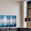 Arts Blue Forest Canvas Wall Art - Birch Tree Painting with Textured - Modern Abstract Landscape Pictures for Living Room Bedroom Office Decor - Image 4