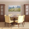 Flower Wall Art Canvas Landscape Daisy Painting Mountain Picture White Daisy Textured Floral Artwork for Living Room Bedroom Bathroom Office Home Wall Decor, Large Wood Grain Framed 40"x20" - Image 4