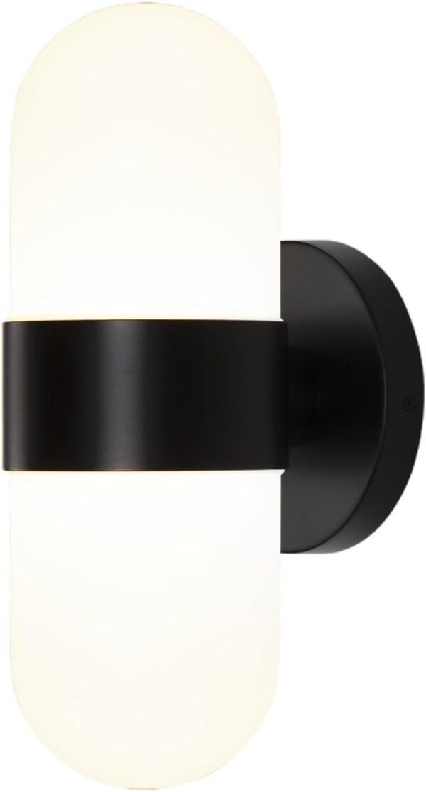 Tubicen Art Deco Wall Sconce Bathroom, 7W LED Dimmable Up and Down Wall Lights, 11.5" H Large Wall Sconce, 4000K Modern Single Bathroom Light Fixtures, Black and White