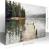 Nature Landscape Large Wall Art Canvas Picture，Horizontal Dock Forest Artwork Decor，Modern Hand Painted Textured Lake Scenery Artwork Painting Decor, Wall Pictures for Bedroom Living Room 40x 28 Inch - Image 2