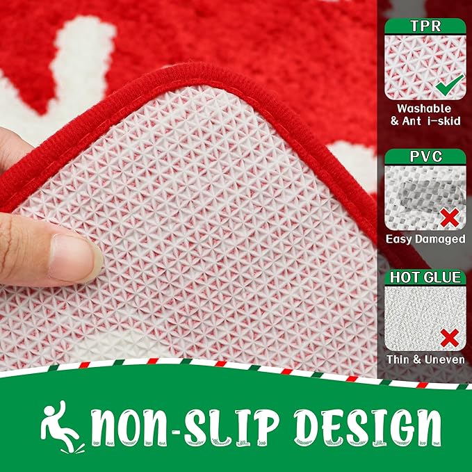 Merry Christmas Doormat Snowflake Rugs Red Christmas Mats for Front Door or Indoor Decorations 20"x60" - Image 4