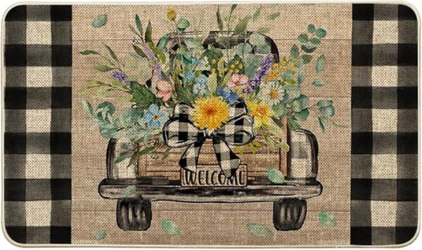 Artoid Mode Hello Sunshine Spring Doormat, Home Decor Low-Profile Switch Rug Door Mat Floor Mat for Indoor Outdoor 17x29 Inch