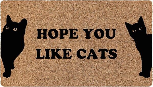 Hope You Like Cats 30 x 17 IN Funny Merry Christmas Doormats for Front Door Mat Holiday Funny Rubber Front Door Mats Outdoor Entrance Non Slip Mats Indoor Decor Bathroom Mat Entrance Rug 10mm Thick