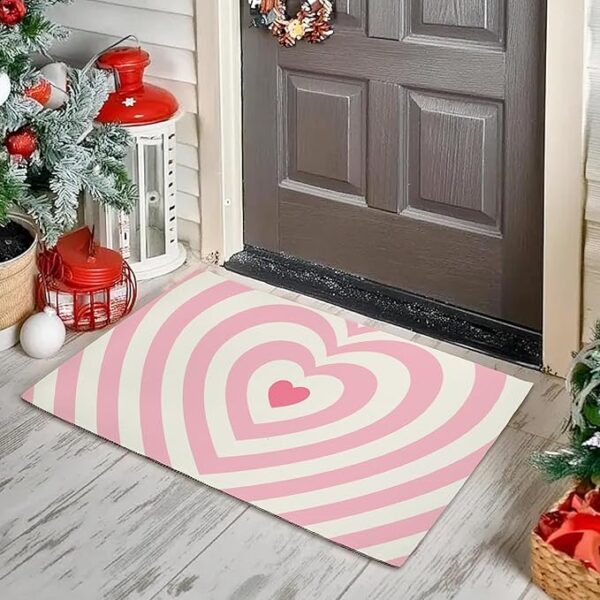 Door Mat Heart Pink Groovy Welcome Mat 30"x17" Outdoor and Indoor,Non-Slip Front Doormat for Home Entrance,Outside Entry,Yard,Floor,Patio