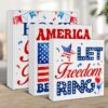 3 Pcs Patriotic Wood Signs Decor Patriotic Wood Block Signs Independence Day Wooden Box Signs Decorations for Home Tiered Tray Desk Table Shelf - Image 3