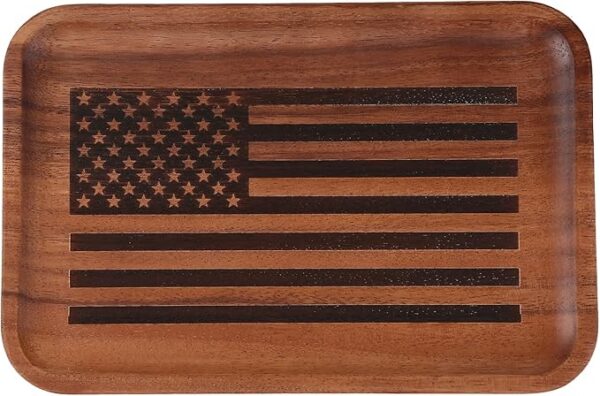 American Flag Valet Tray for Men Catch All Acacia Woden Tray, Mens Key Tray, Decorative Tray, Nightstand Tray Dump Tray EDC Tray