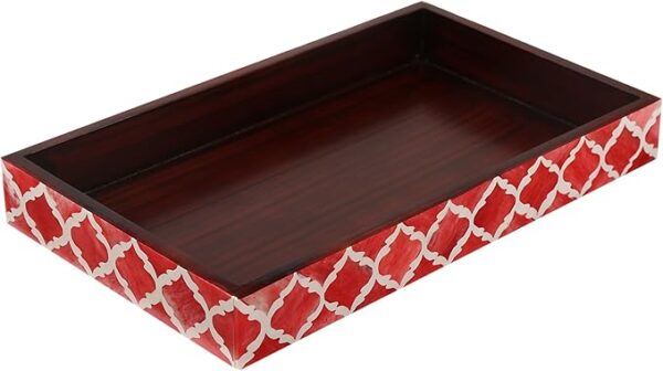 Handmade Moroccan Pattern 10x6 Towel Tray - Small Bathroom Tray, Guest Towel Holder, Decorative Napkin Holder, Bathroom Countertop Storage, Kitchen Hand Towel Holder Moroccan Red