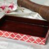 Handmade Moroccan Pattern 10x6 Towel Tray - Small Bathroom Tray, Guest Towel Holder, Decorative Napkin Holder, Bathroom Countertop Storage, Kitchen Hand Towel Holder Moroccan Red - Image 4