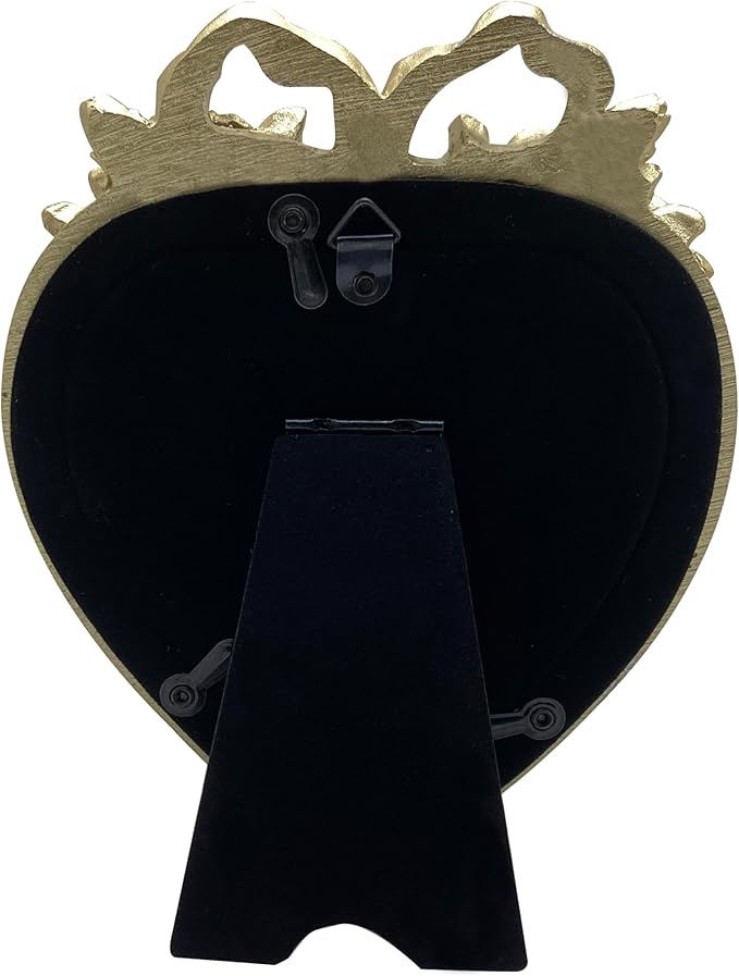 Cute Picture Frame with Heart Shape,Hand-Crafted Resin Vintage Ornate Style Picture Frames for Wall or Tabletop Display, Antique Gold 4x4 Inch Resin Photo Frame for Home Décor - Image 2