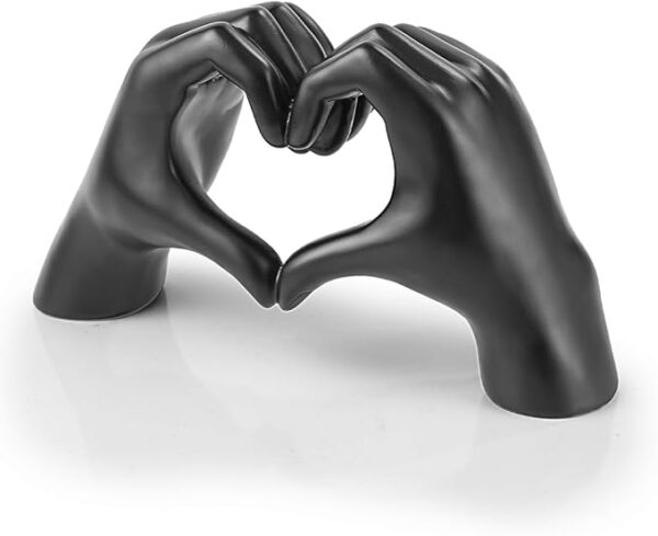 Gold Gesture Statue Decoration Home Decor Bedroom Bookshelf Coffee Table Hand Decor Sculpture Love Finger Aesthetic Accents Decorations Thanksgiving Valentine Day Gifts (Black)