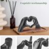 Gold Gesture Statue Decoration Home Decor Bedroom Bookshelf Coffee Table Hand Decor Sculpture Love Finger Aesthetic Accents Decorations Thanksgiving Valentine Day Gifts (Black) - Image 3