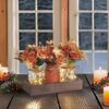 Mason Jar Lights Centerpiece Table Decorations for Dining Room Farmhouse Coffee Table Decor Tray with 3 Jars Flowers Centerpieces Winter Decor for Kitchen Living Dining Room, Orange - Image 3