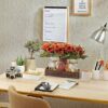 3 Pcs Fall Mason Jar Centerpiece Table Decorations for Dining Table Decor Farmhouse Coffee Table Decor with Wood Tray and Led Light Table Centerpieces for Dining Room Kitchen Living,Orange - Image 3