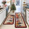 Christmas Rugs, Christmas Kitchen Mat Set of 3 Christmas Bathroom Rugs Merry Christmas and Happy New Year Christmas Decorations for Home Washable Kitchen Rugs - Image 2