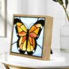 A0007 Tiffany Monarch Butterfly Stained Glass Photo Frame, Versatile LED Night Light, USB Powered, 3 Lighting Modes and 10 Brightness Dimming, Art Décor for Tabletop and Wall (Butterfly) - Image 2