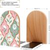 Flowers and White Geese Book Ends Decorative Bookends for Shelves 2 PCS Bookshelf Decor Floral Wood Book Stopper for Office Home Kitchen to Hold Books 6.7 X 4.7 Inch - Image 2