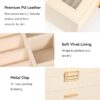 Jewelry Box Organizer for Women Girls, 3 Layer PU Leather Jewelry Storage Case with Glass Lid & 2 Drawers, Large Jewellery Display Holder for Necklaces Rings Earrings Bracelets, Apricot - Image 4