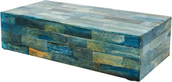 Handicrafts Home Handmade Verdigris Pattern Decorative Box - Storage Organizer, Decor Centrepiece, Memory Keepsakes, Home Decor - Boho Style Treasure Box, Multipurpose Gift - 10x4.5x2.5