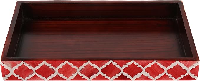 Handmade Moroccan Pattern 10x6 Towel Tray - Small Bathroom Tray, Guest Towel Holder, Decorative Napkin Holder, Bathroom Countertop Storage, Kitchen Hand Towel Holder Moroccan Red - Image 2