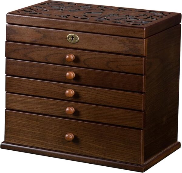 Wooden Jewelry Boxes for Women, 6-Layer Vintage Jewelry Box Wood, Wooden Jewelry Organizer for Storage Jewellery,5 drawer dresser,jewelry display case
