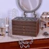 Wooden Jewelry Box, 4 Layer Wooden Jewelry Box for Women, Vintage Jewelry Organizer Boxes Wood for Jewelery, Necklaces, Rings(Brown) - Image 2