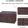 Wooden Jewelry Box, 4 Layer Wooden Jewelry Box for Women, Vintage Jewelry Organizer Boxes Wood for Jewelery, Necklaces, Rings(Brown) - Image 3