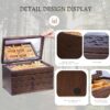 Wooden Jewelry Box, 4 Layer Wooden Jewelry Box for Women, Vintage Jewelry Organizer Boxes Wood for Jewelery, Necklaces, Rings(Brown) - Image 4