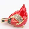 Cardinal Bird Trinket Box Metal Enameled Animal Figurines Collectable Wedding Jewelry Ring Holder Organizer - Mothers Day Gifts - Image 3