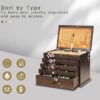Vintage hand-drawn Jewelry Box Wood, 5-Layer Wooden Jewelry Organizer Boxes with 4 Drawers, Multi-functional Jewelry Storage Case for Wowen with lock Christmas Gifts - Image 3