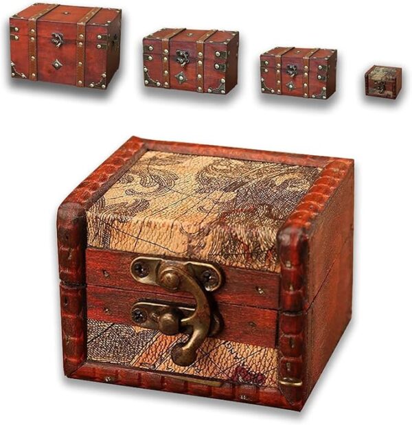 Wooden Jewelry Box, Classical Wood Jewlery Box Jewelery Storage Box Case Holder Jewellery Chest Mom Gifts Antique Trinket Organizer Treasure Box for Women Girls Ring Necklace Earring