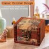 Wooden Jewelry Box, Classical Wood Jewlery Box Jewelery Storage Box Case Holder Jewellery Chest Mom Gifts Antique Trinket Organizer Treasure Box for Women Girls Ring Necklace Earring - Image 2