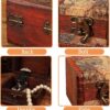 Wooden Jewelry Box, Classical Wood Jewlery Box Jewelery Storage Box Case Holder Jewellery Chest Mom Gifts Antique Trinket Organizer Treasure Box for Women Girls Ring Necklace Earring - Image 3