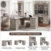 60" Executive Desk with Drawers, Farmhouse Home Office Desk with Charging Station, Keyboard Tray, File Cabinet Storage, Wood Computer Desk for Work and Study, Antique Brushed White - Image 3