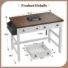 Desk with Drawers & Power Outlets, Computer Desk for Home Office,Bedroom,Small Desk with a Side Pocket, 31.5" Writing Desk, Study Desk, Brown+White - Image 3