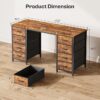 47 Inch Computer Desk with 8 Drawers, Office Desk Work Desk for Home Office, Study, Gaming Desk with Fabric Drawers, Large Storage, Rustic Brown - Image 3