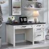 53INCH Home Office Desk, Modern Farmhouse Computer Desk with File Cabinet Letter T4 F4 Legal, Study Writing Desk, Off White - Image 3