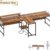 94.5 Inch 2 Person Computer Desk with Bookshelf, Double Long Home Office Desk with Power Outlet, Two Person Gaming Desk with Monitor Stand, CPU Stand, Rustic Brown - Image 2