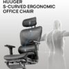 Mesh Office Chair with Footrest, Ergonomic Desk Chair with Lumbar Support, Comfortable Gaming Chair with Multi-tilt Angle Backrest, Headrest and 3D Armrest, Large Steel Base, Black - Image 3