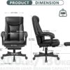 Ergonomic Office Chair, Big and Tall Executive Home Office Desk Chair, Shiny Leather Swivel Computer Chair with High Back, Wheels, Lumbar Support, Footrest（Black） - Image 2