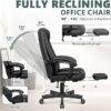 Ergonomic Office Chair, Big and Tall Executive Home Office Desk Chair, Shiny Leather Swivel Computer Chair with High Back, Wheels, Lumbar Support, Footrest（Black） - Image 3