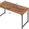 Computer Desk, 55 Inch Office Desk, Gaming Desk with Storage, Writing Desk Work Desk for Home Office, Study, Modern Simple Desk, Large Legroom, Metal Frame, Rustic Brown - Image 3