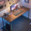 Computer Desk, 55 Inch Office Desk, Gaming Desk with Storage, Writing Desk Work Desk for Home Office, Study, Modern Simple Desk, Large Legroom, Metal Frame, Rustic Brown - Image 4