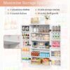 47in Kitchen Pantry Cabinet, Wood Kitchen Storage Pantry Cabinets Freestanding Pantry Cabinet with Doors & Adjustable Shelves, Pantry Cabinet for Kitchen, Living Room, White - Image 4