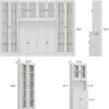 4PCS Bookshelf and Bookcase, 5-Tier Modern Bookshelves with 3 Large Drawer, Glass Display Cabinet with Lager Storage Shelf, Combination Storage Shelves for Home Office, White (AACC) - Image 2