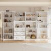 4PCS Bookshelf and Bookcase, 5-Tier Modern Bookshelves with 3 Large Drawer, Glass Display Cabinet with Lager Storage Shelf, Combination Storage Shelves for Home Office, White (AACC) - Image 4