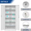 Garage Metal Storage Cabinet with 2 Lockable Doors (White) - Image 3