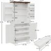 Farmhouse Kitchen Pantry Cabinet, 72" Height Tall Freestanding Cupboard with Sliding Storage Rack and 6 Hanging Shelves for Kitchen, Dining Room, White - Image 2