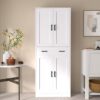 White Pantry Cabinet, 71" Tall Kitchen Pantry Storage Cabinet with Doors and Drawer, Freestanding Kitchen Hutch Cabinet for Kitchen, Dining Room, Hallway - Image 3